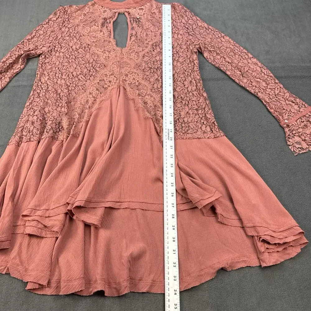 Free People Secret Origins Lace Tunic Dusty Mauve Size Medium